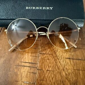 Burberry Gold and Brown Round Sunglasses